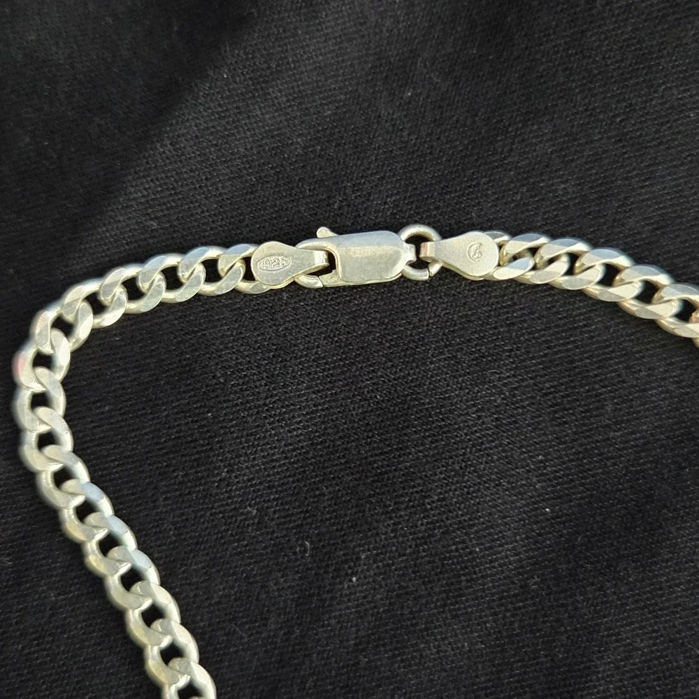 Vintage Italian 925 Sterling Silver Flat Curb Cuban Link 17